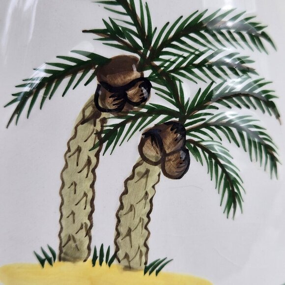 Palm Tree Themed Ceramic Jarred Candle Topper or Shade and Plate - Picture 4 of 13